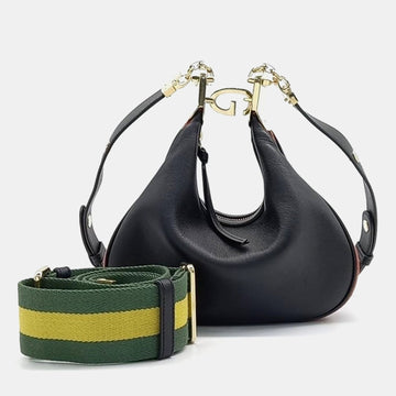 Black Leather Attache Small Shoulder Bag