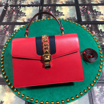 Gucci EC Sylvie Leather Medium Top Handle Bag
