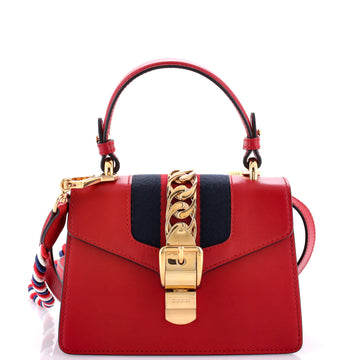 GUCCI Sylvie Top Handle Bag Leather Mini