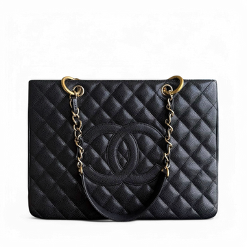 Chanel GST Grand Shopping Tote - Caviar Quilted Black Gold Hardware Series 11