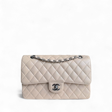 Chanel Classic Flap Medium - Caviar 25CM Quilted Grained Calfskin Beige Silver Hardware Series 13