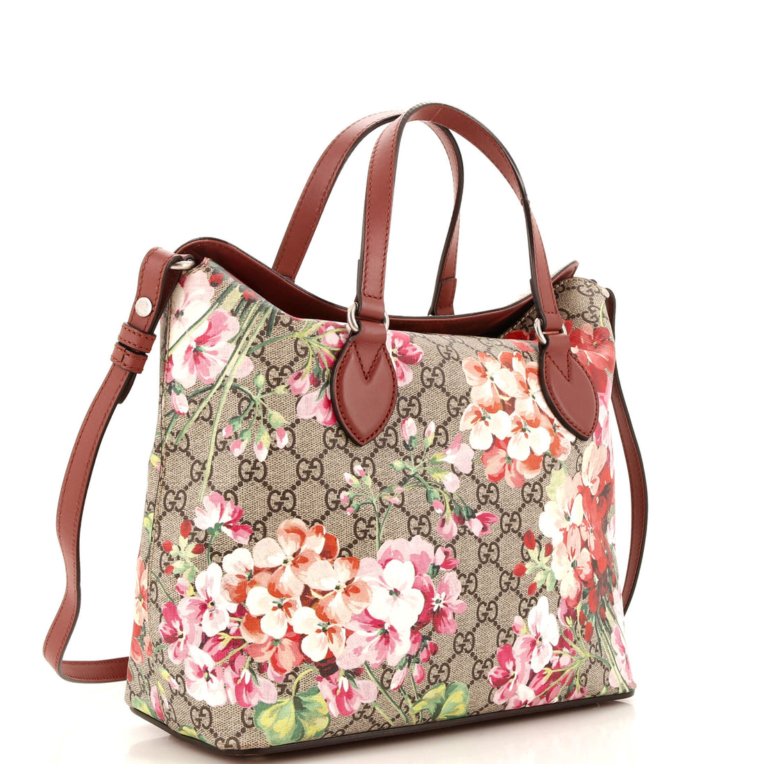Signature Fold Over Tote Blooms Print EC Coated Canvas Medium