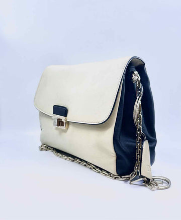 CHRISTIAN DIOR Cream, Black Leather Solid Handbag