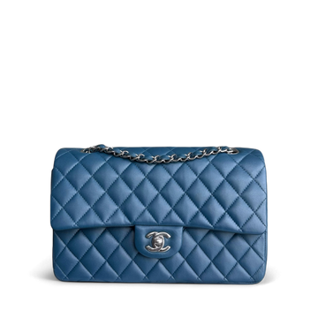 Chanel Classic Flap Medium - Caviar 25CM Quilted Blue Lambskin Silver Hardware Series 28