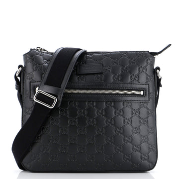 GUCCI Signature Zip Messenger Bag Guccissima Leather Small