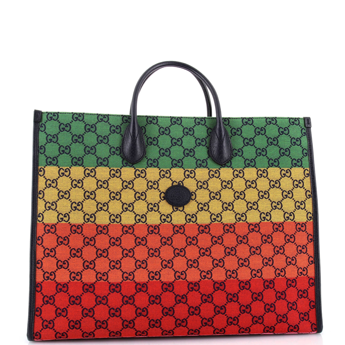 Structured Top Handle Open Tote Multicolor EC Canvas Large