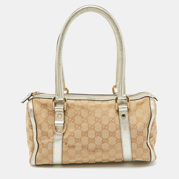 Beige/Gold GG Canvas and  Leather Small Abbey Boston Bag