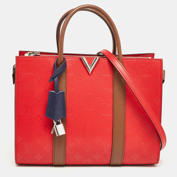 Rubis/Noisette Monogram Plume Leather Very MM Tote