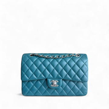 Chanel Classic Flap Medium - Caviar 25CM Quilted Grained Calfskin Blue Silver Hardware Series 26
