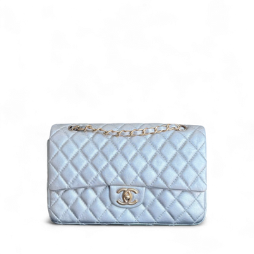 Chanel Classic Flap Medium - 25CM Quilted Lambskin Metallic Silver Gold Hardware Series 12 (Copy)