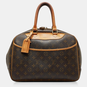 Brown Coated Canvas, Leather  Deauville Top Handle Bags