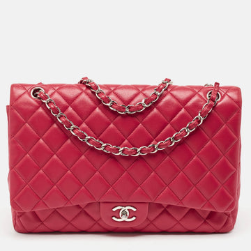 Red Quilted Leather Maxi Classic Single Flap Bag