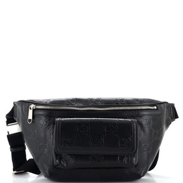 GUCCI Front Pocket Belt Bag GG Embossed Perforated Leather