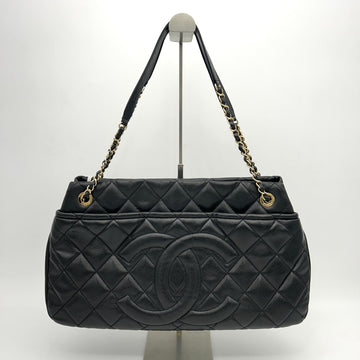 Chanel Timeless CC Soft Quilted Caviar Leather Shopping Tote Bag Black LA26722