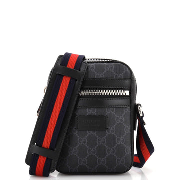 GUCCI Web Strap Front Zip Messenger Bag GG Coated Canvas Mini