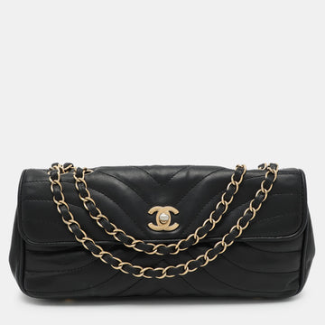 Black Quilted Leather Vintage Flap Bag