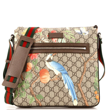 Front Zip Messenger Tian Print EC Coated Canvas Medium