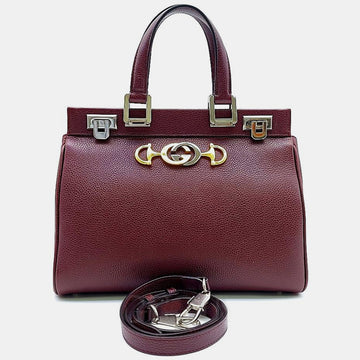 Burgundy Leather Small Zumi Top Handle Bag