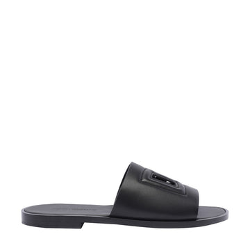 Dolce&Gabbana Men Dg Logo Leather Slide Sandals