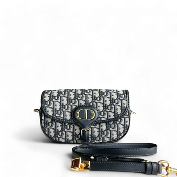 Dior Bobby East West - 21CM Oblique Monogram Canavas Blue GHW