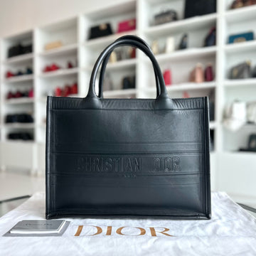 Book Tote Medium 36CM Calfskin Leather Black Top Handle Bag