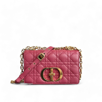 Dior Caro Small - Cannage Flap Bag Pink Calfskin Gold Hardware