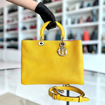 Diorissimo Medium 31CM Grained Calfskin Yellow GHW