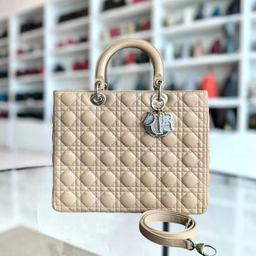 Lady Large Cannage Lambskin Beige SHW