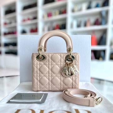 Lady Mini Lambskin Cannage Light Pink GHW