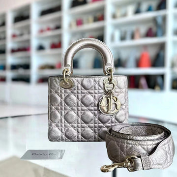 Lady Small Cannage Grained Calfskin Metallic Rose Gold GHW