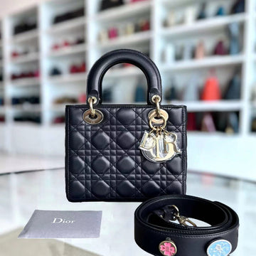 Lady Small Cannage Lambskin Dark Midnight Blue Golden Hardware ABC MyABC