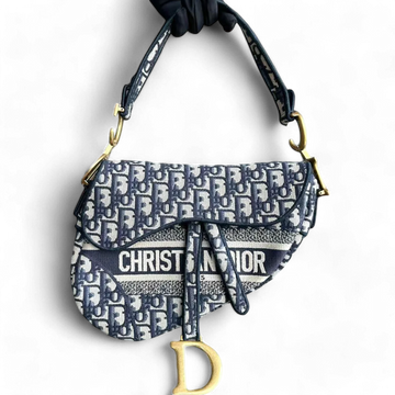 Dior Saddle Medium Oblique Canvas Monogram Dark Blue Golden Hardware