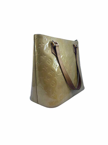 LOUIS VUITTON Pale Yellow Patent Leather Monogram Handbag