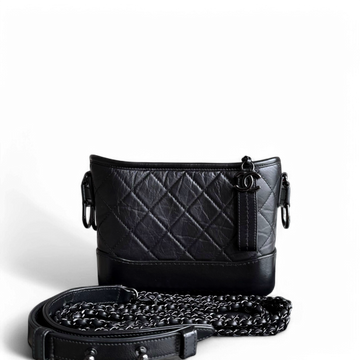 Chanel Gabrielle Small - Quilted Aged Calfskin Black All Black Hardware Series 29