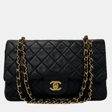 Black Leather Medium Classic Double Flap Bag