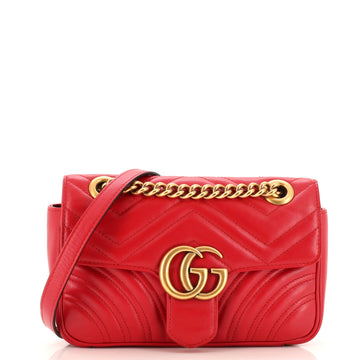 GUCCI GG Marmont Flap Bag Matelasse Leather Mini