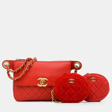 CC Quilted Calfskin Flap Belt Bag and Coin Purse