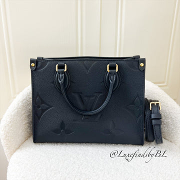 LV Onthego PM in Black Giant Monogram Empreinte Leather GHW