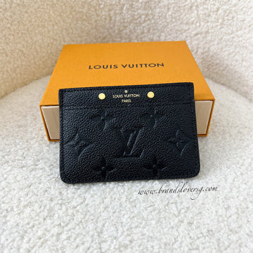 LV Flat Card Holder in Black Empreinte Leather GHW