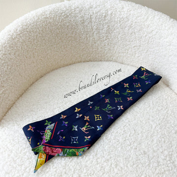 LV Garden Bandeau in Dark Blue 100% Silk