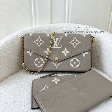LV Félicie Pochette in Tourterelle (Grey) and Creme Monogram Empreinte Leather and GHW