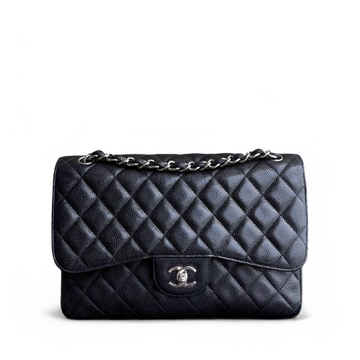 Chanel Classic Flap Jumbo - Double Flap Caviar 30CM Quilted Black Silver Hardware Series 15