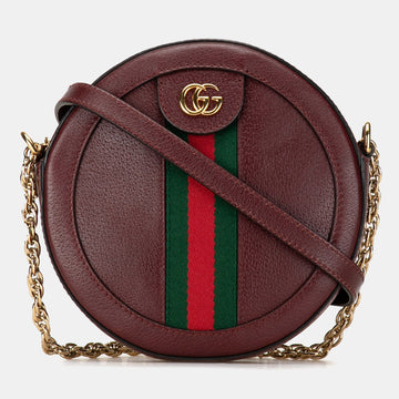 Bordeaux Leather Mini Round Ophidia Crossbody Bag