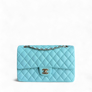 Chanel Classic Flap Medium - Caviar 25CM Quilted Light Blue Gold Hardware Series 26