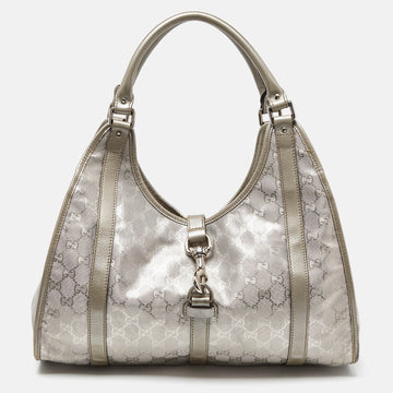 Silver GG Imprime Canvas and Leather Medium Joy Shoulder Bag