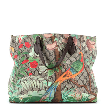 GUCCI Convertible Soft Tote Tian Print GG Coated Canvas Medium