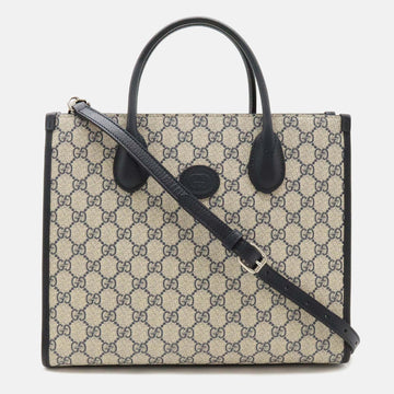 Ivory Navy Supreme GG Small Tote Bag