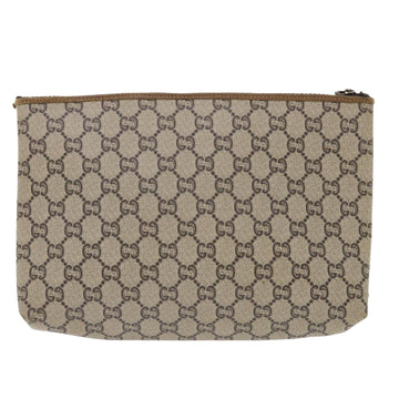 GUCCI EC Plus Canvas Clutch Bag PVC Leather Beige  ep1039