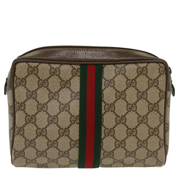 GUCCI EC Canvas Web Sherry Line Clutch Bag Beige Red 2201012  ep1227