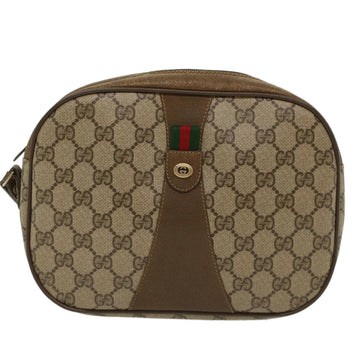GUCCI EC Canvas Web Sherry Line Clutch Bag PVC Leather Beige Red  ep1269